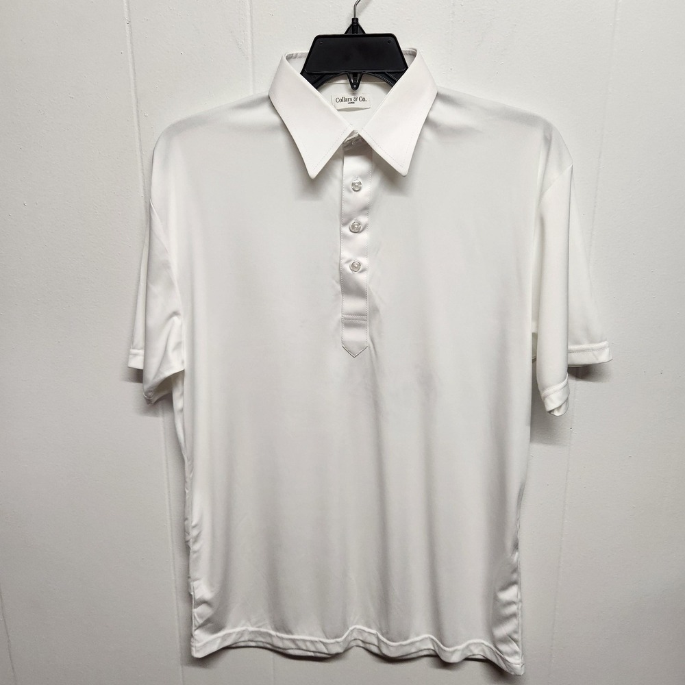Collars & Co. Polo Shirt Mens Large White Dress Collar Short Sleeve 1016